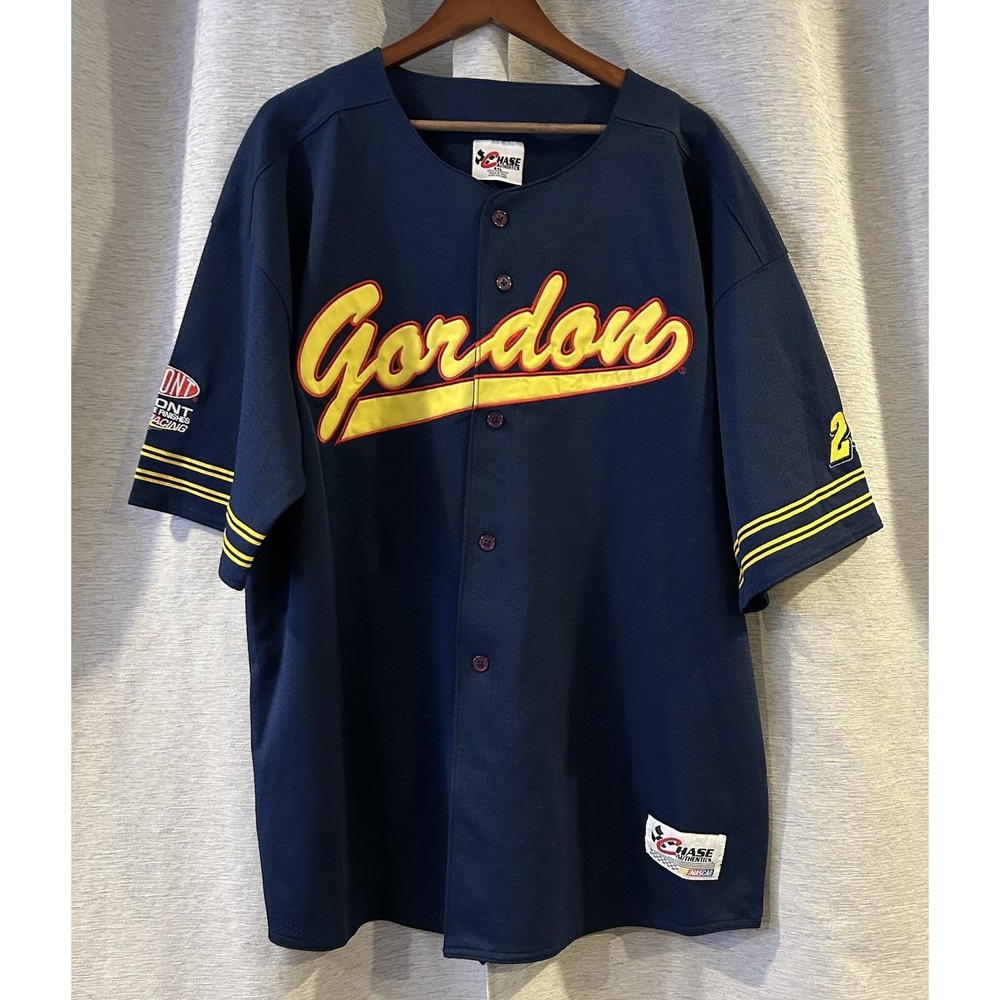 Chase Authentic Jeff Gordon 24 Jersey Shirt Mens XXL Blue Button Up Short Sleeve